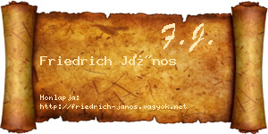 Friedrich János névjegykártya